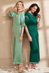 Contrast Trim Textured Knit Half Sleeve Drop Shoulder Drawstring Waist Wide Leg Two Piece Pant Set